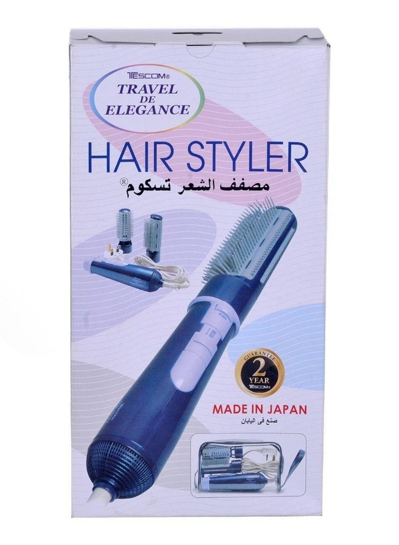 Japanese hair dryer and styler with two additional brushes